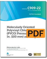 AWWA C909-22 Molecularly Oriented Polyvinyl Chloride (PVCO) Pressure Pipe, 4 In. (100 mm) and Larger (PDF)