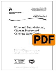 AWWA D110-13(R18) Wire- and Strand-Wound, Circular, Prestressed Concrete Water Tanks (PDF)