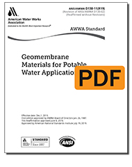 AWWA D130-11(R19) Geomembrane Materials for Potable Water Applications (PDF)